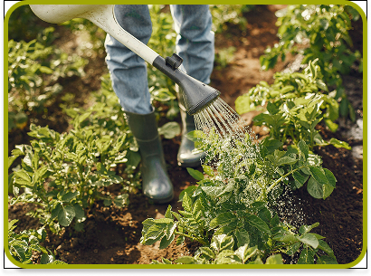 Person watering plants